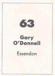 1990 Select AFL Stickers #63 Gary O'Donnell Back